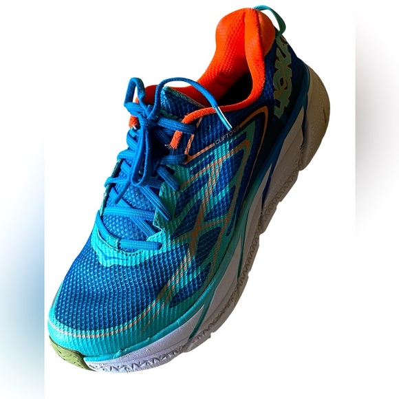 Hoka Clifton One on One Vibrant Blue & Orange Sneakers Women’s Size 10.5 Sport - Picture 11 of 12